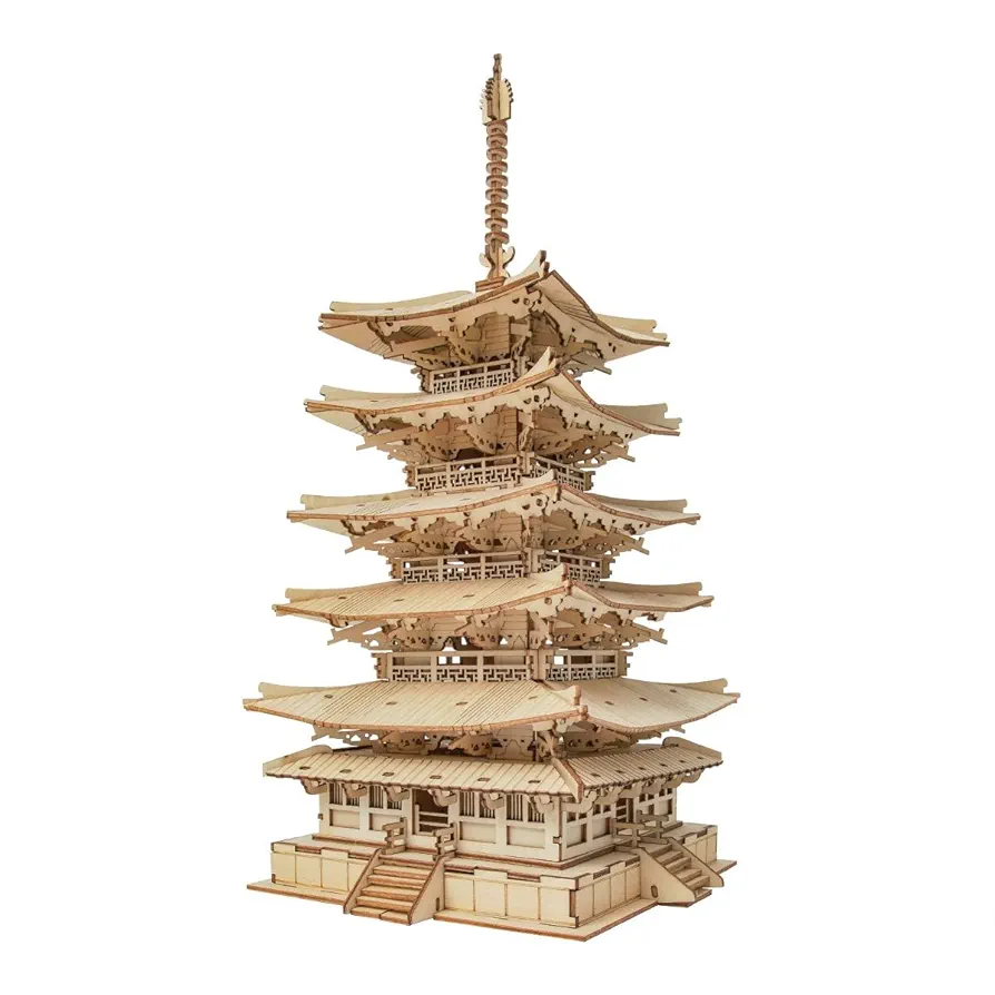 木製 五重塔 ディスプレイケース付き手作り 木製建築模型1/75法隆寺・五重塔 - YouTube